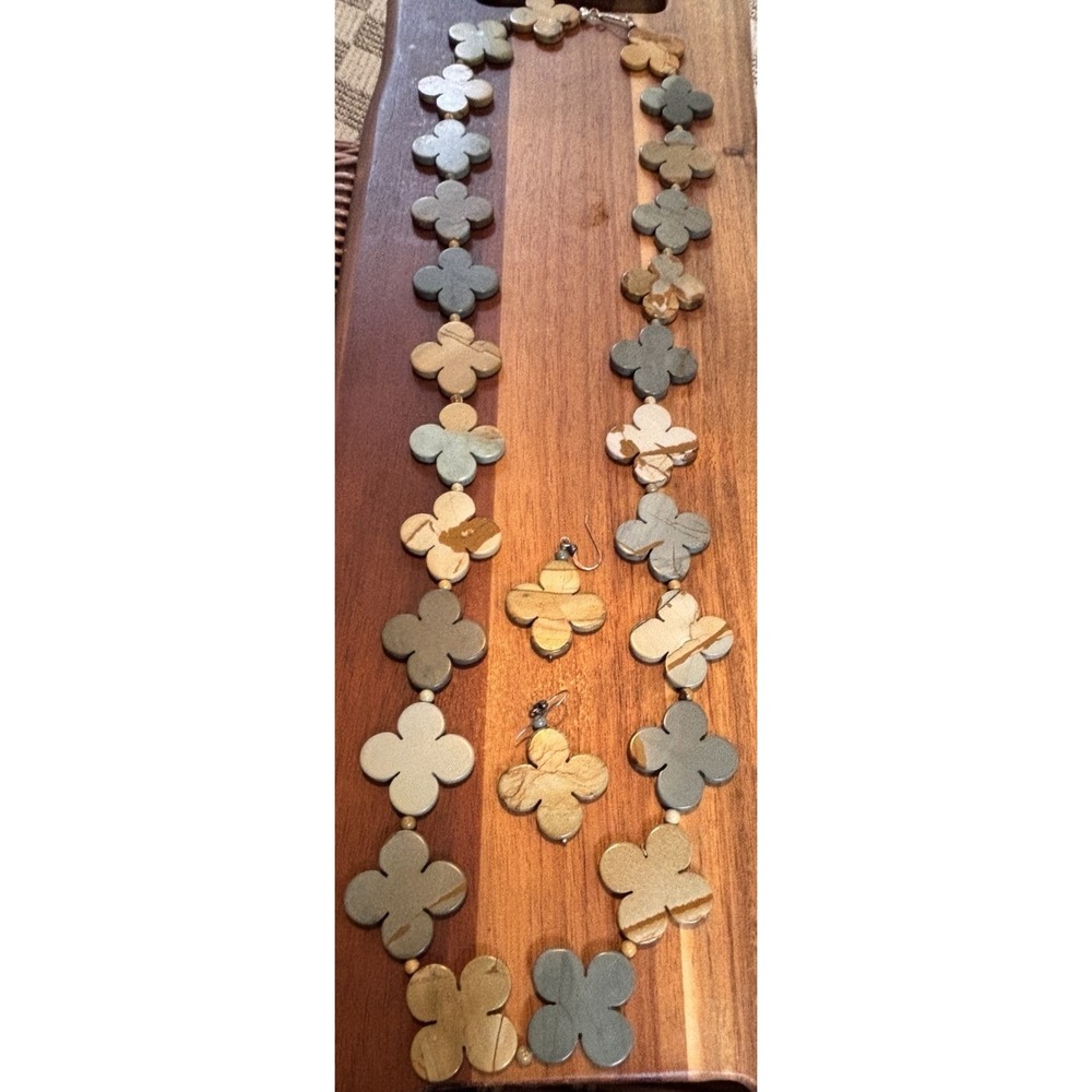 DTR Jay King Mine Finds Sterling Silver Carved Jasper Necklace And Earrings